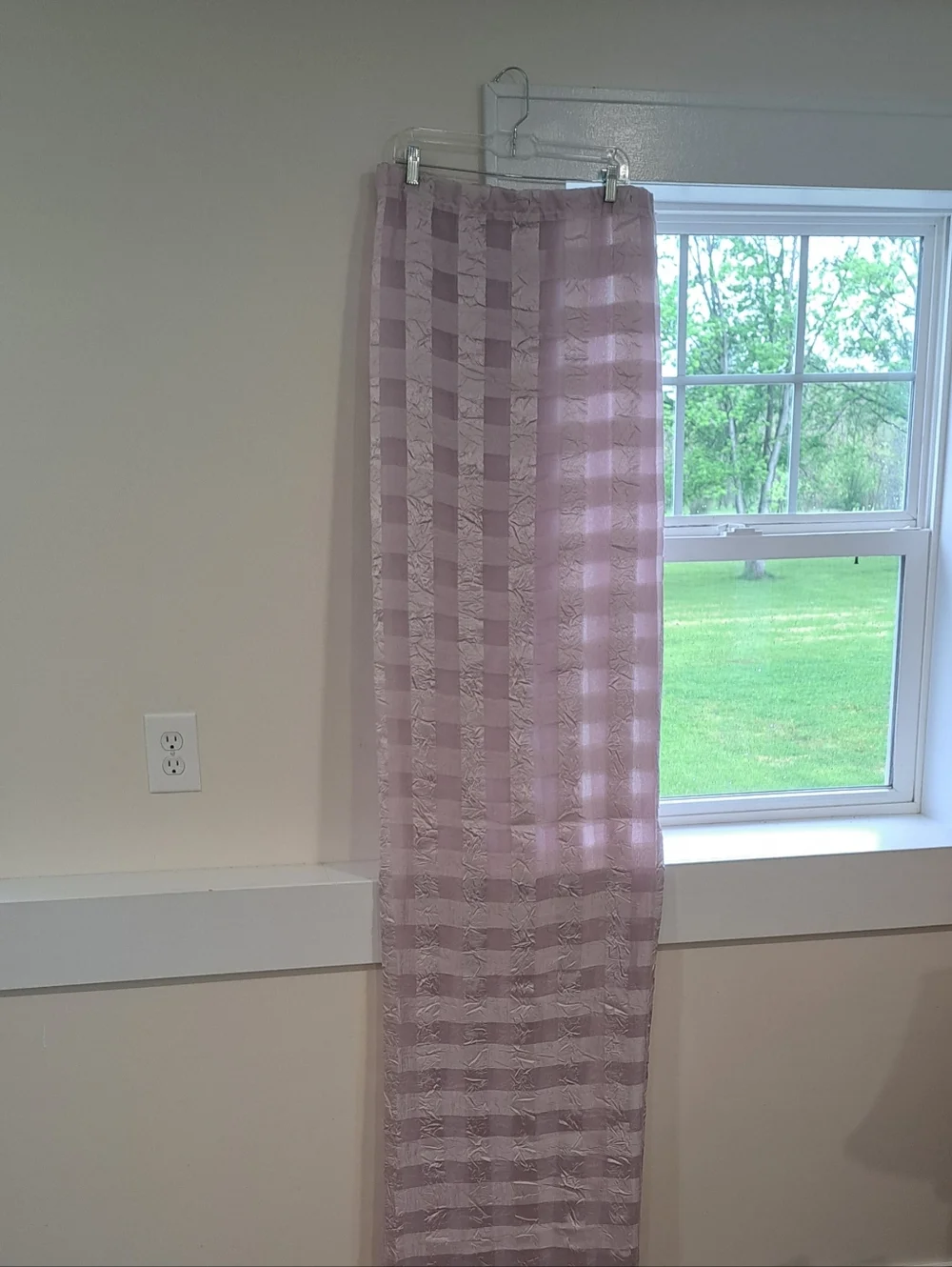Vintage Cottagecore Shabby Chic Fairycore Lavender Checkered Shower Curtain.